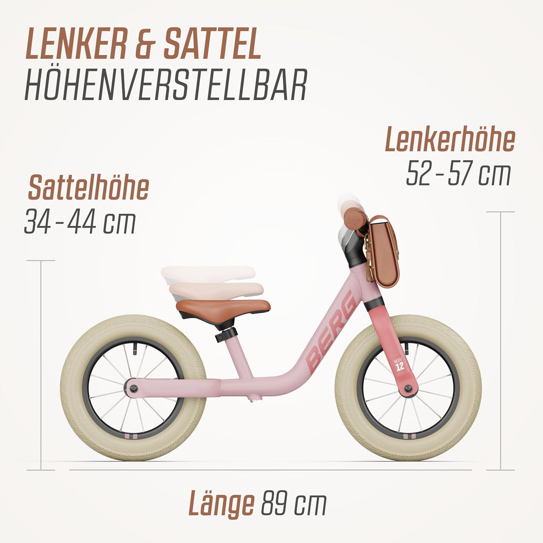 BERG MOOV 12 Laufrad | ab 2,5 Jahre | 12 Zoll | Lauflernrad bis 30 kg mit Luftreifen | Lenkrad und S