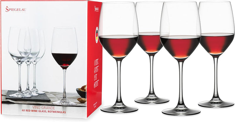 Spiegelau & Nachtmann Weinglas, Glas, Transparent, 4 Stück (1er Pack), 4 Rotweingläser, Rotweingläse