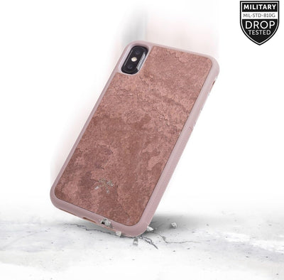 Woodcessories - Bumper Case kompatibel mit iPhone XS Max Hülle Rosa Stein Canyon Rot, Canyon Rot