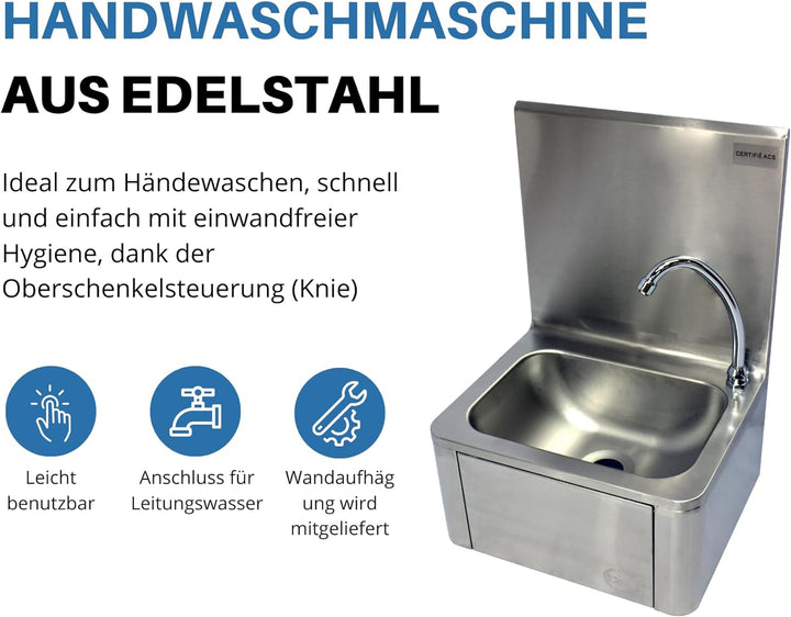 L2G LMD Handwaschmaschine, Edelstahl, Femorale Steuerung, Edelstahl