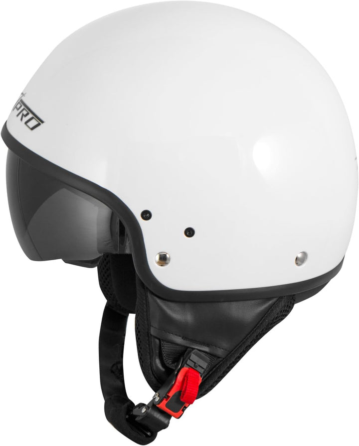 Motorradhelm Motorrad Roller Jet Helm Innensonnenblende Viser SonicMoto 58 cm ( L) Weiss, 58 cm ( L)