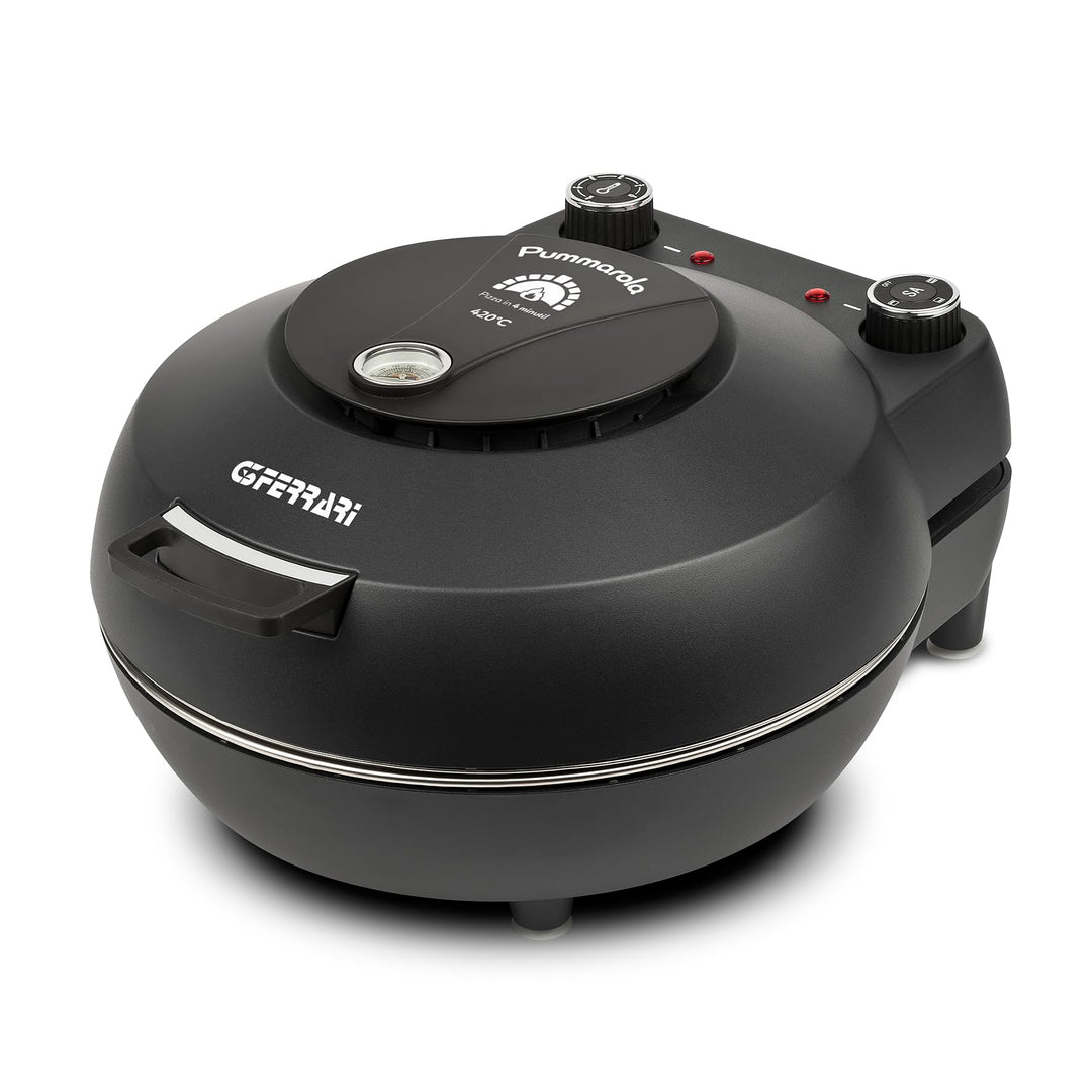 G3 Ferrari G10199 Pizzaofen "Pummarola", bis zu 420 °C, 1200W, 2 feuerfeste Steinplatten, Kühle Auss