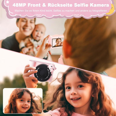 Kinderkamera, 3,0 Zoll Touchscreen Kinder Kamera, 48MP 1080P Digitalkamera Kinder, WiFi & USB fotoap