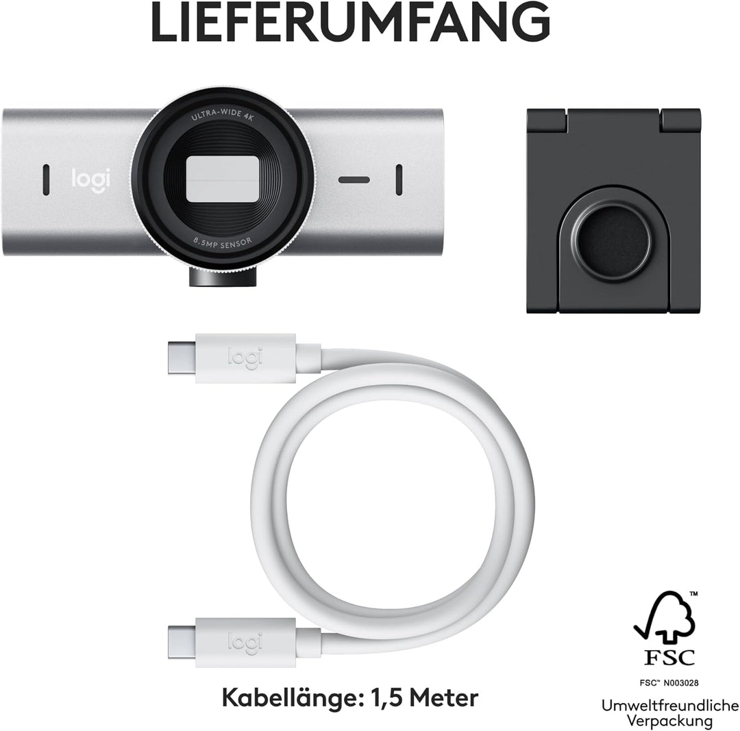 Logitech MX Brio Ultra HD 4K Collaboration and Streaming Webcam, 1080p at 60 FPS, Dual Noise Reducin
