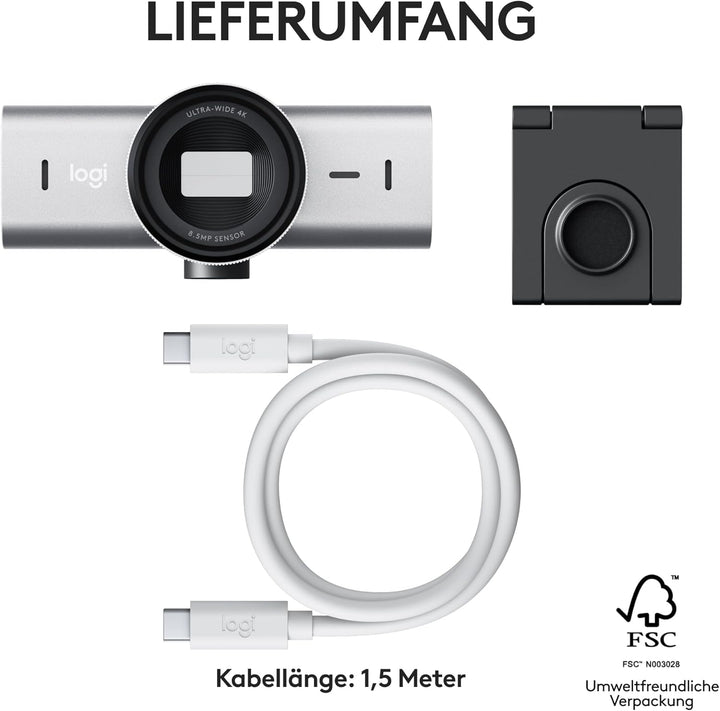 Logitech MX Brio Ultra HD 4K Collaboration and Streaming Webcam, 1080p at 60 FPS, Dual Noise Reducin