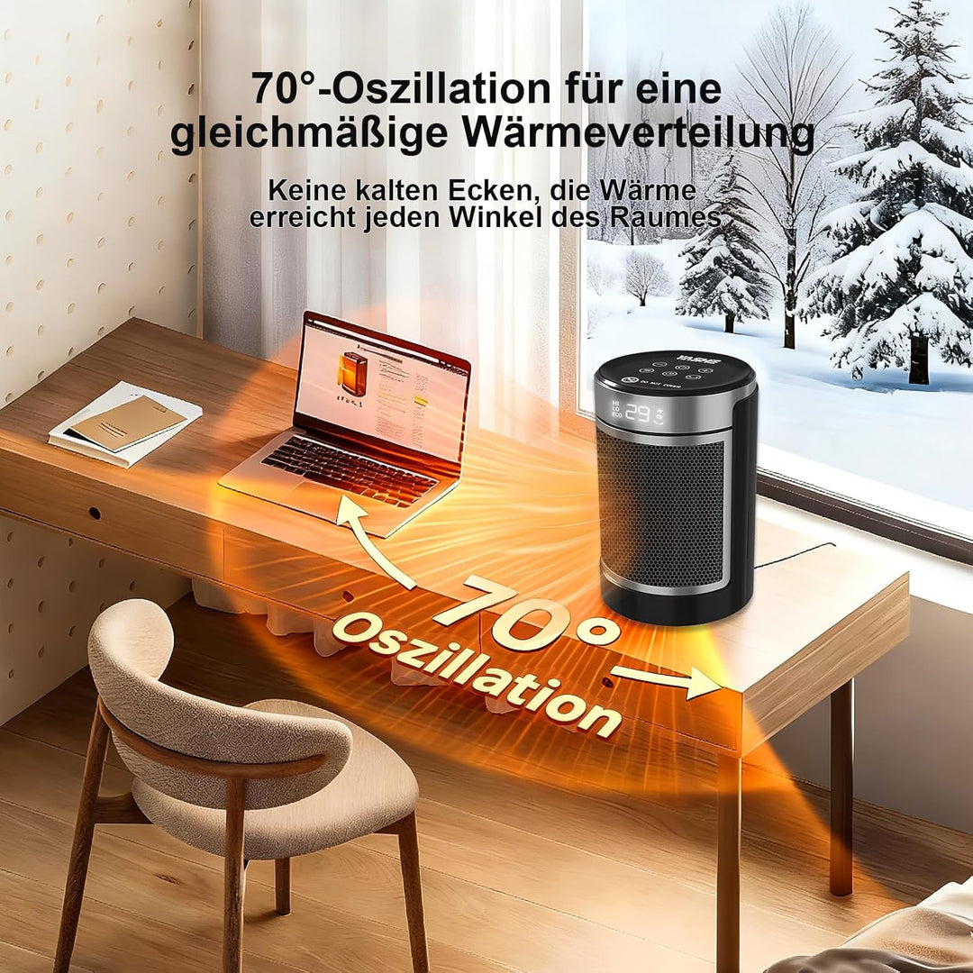 YASHE Heizlüfter Energiesparend 1500W Infrarotheizung mit Fernbedienung, Thermostat PTC-Keramik Heiz