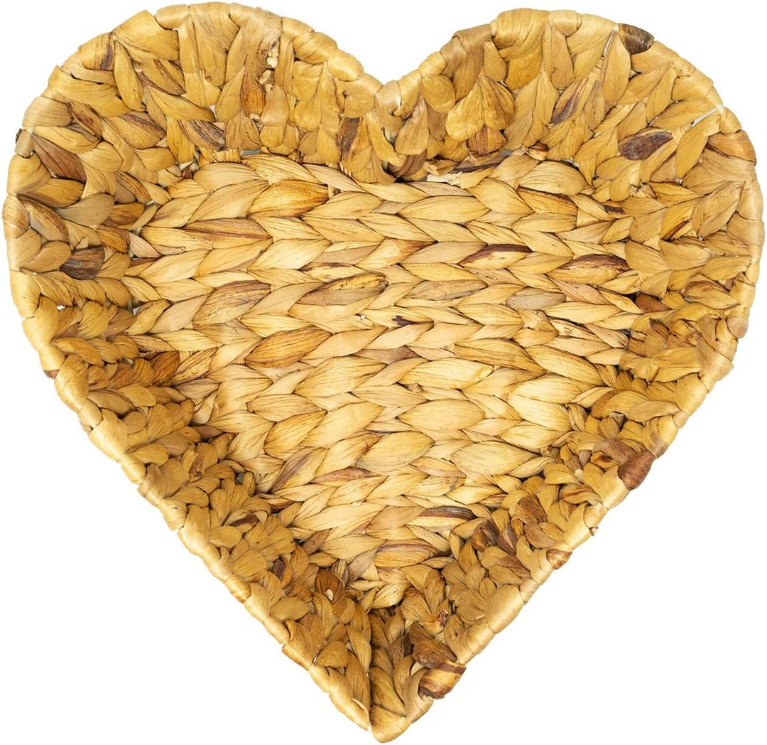Schale aus Wasserhyazinthe in Herzform als Obstkorb Dekoschale Brotkorb 30x30x10 cm