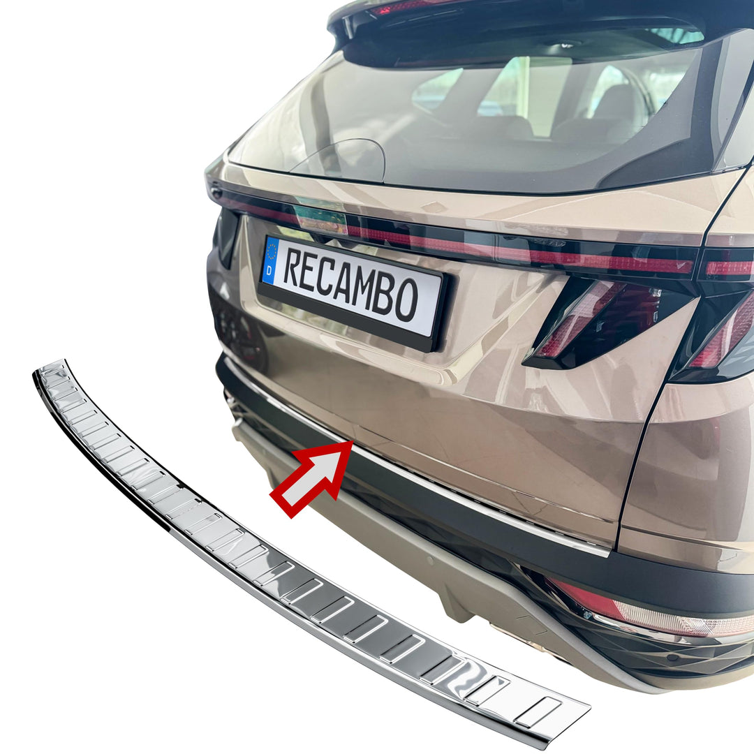 RECAMBO Ladekantenschutz Edelstahl Chrom Look - kompatibel für Hyundai Tucson | Typ NX4 | BJ ab 2020