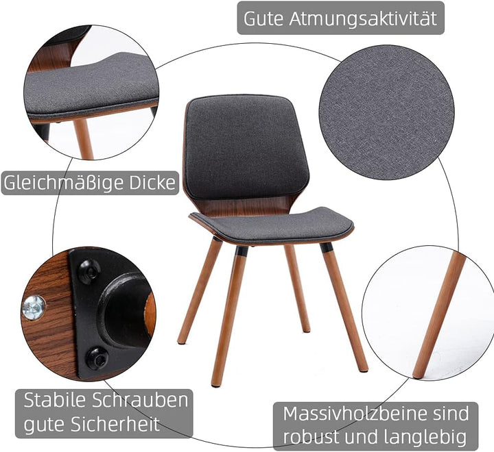 Mingone 2er-Set Esszimmerstühle Küchenstuhl Polsterstuhl im Wohnzimmer Loungesessel aus Massivholz D