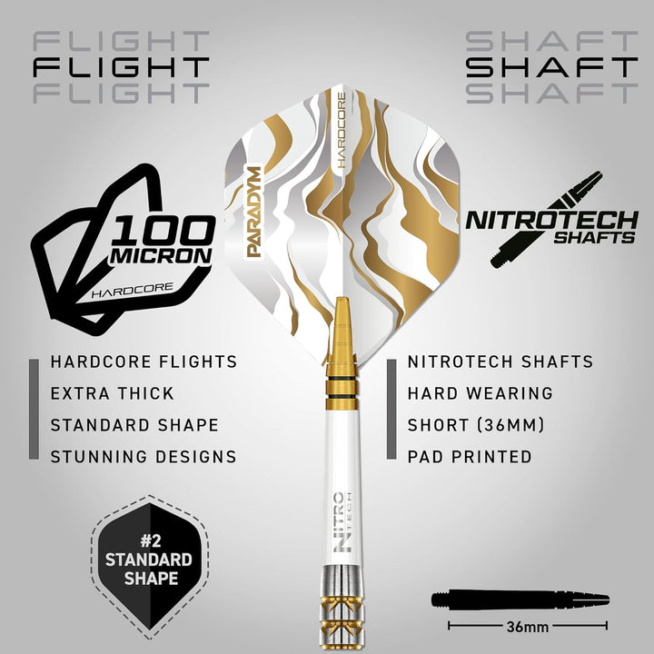 RED DRAGON Darts - Paradym Gold Serie Dart Pfeile - 90% Tungsten Profi Dartpfeile - Beinhaltet Dartf