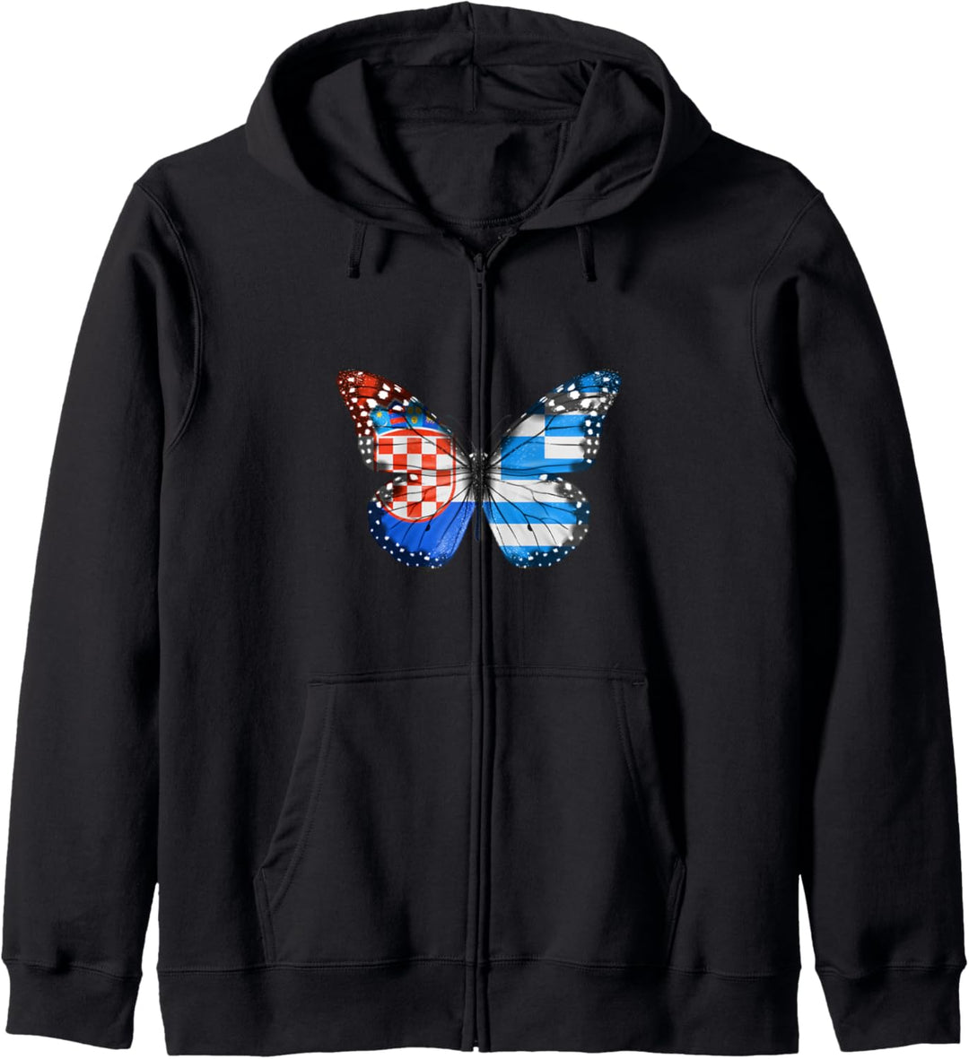 Kroatische griechische Flagge Schmetterling Kapuzenjacke