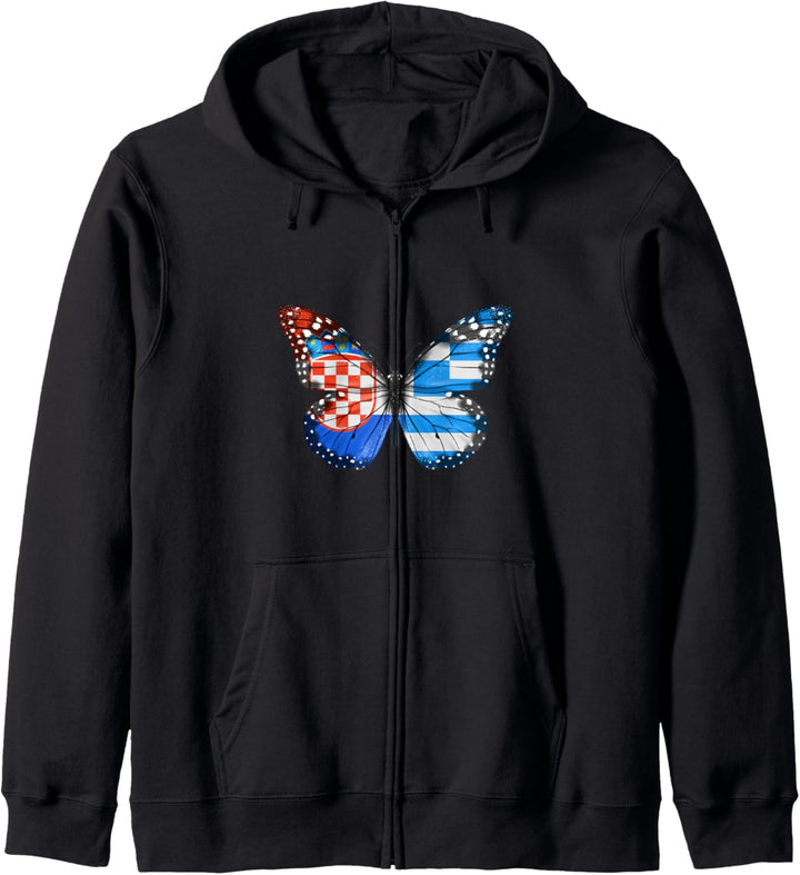 Kroatische griechische Flagge Schmetterling Kapuzenjacke