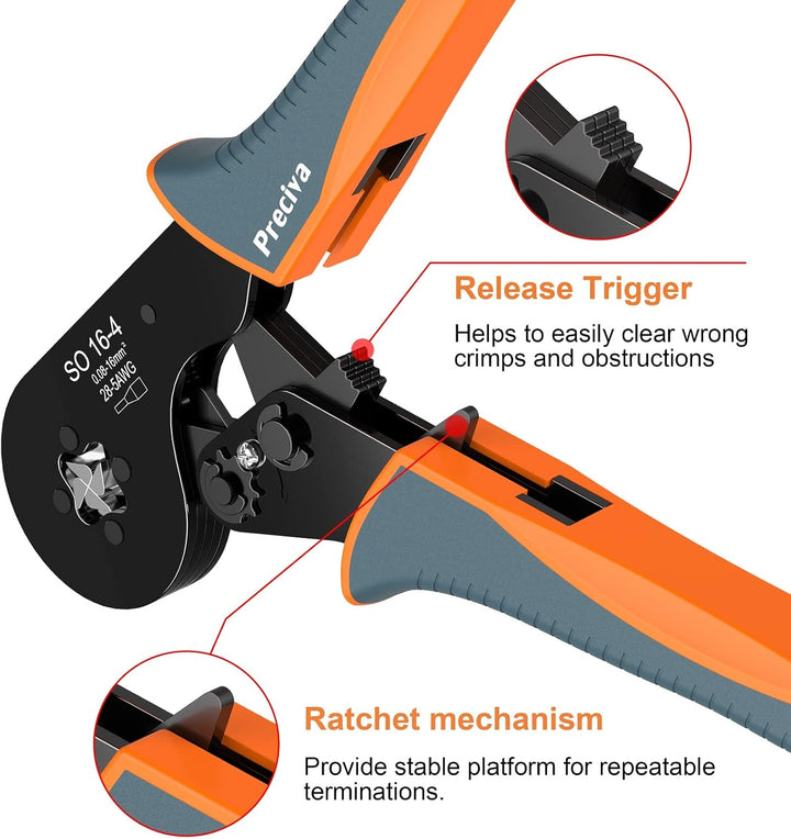 Crimpzangen 0.08-16mm², Preciva Aderendhülsenzange Vierkant Crimpzange Presszange für Isolierte Unis