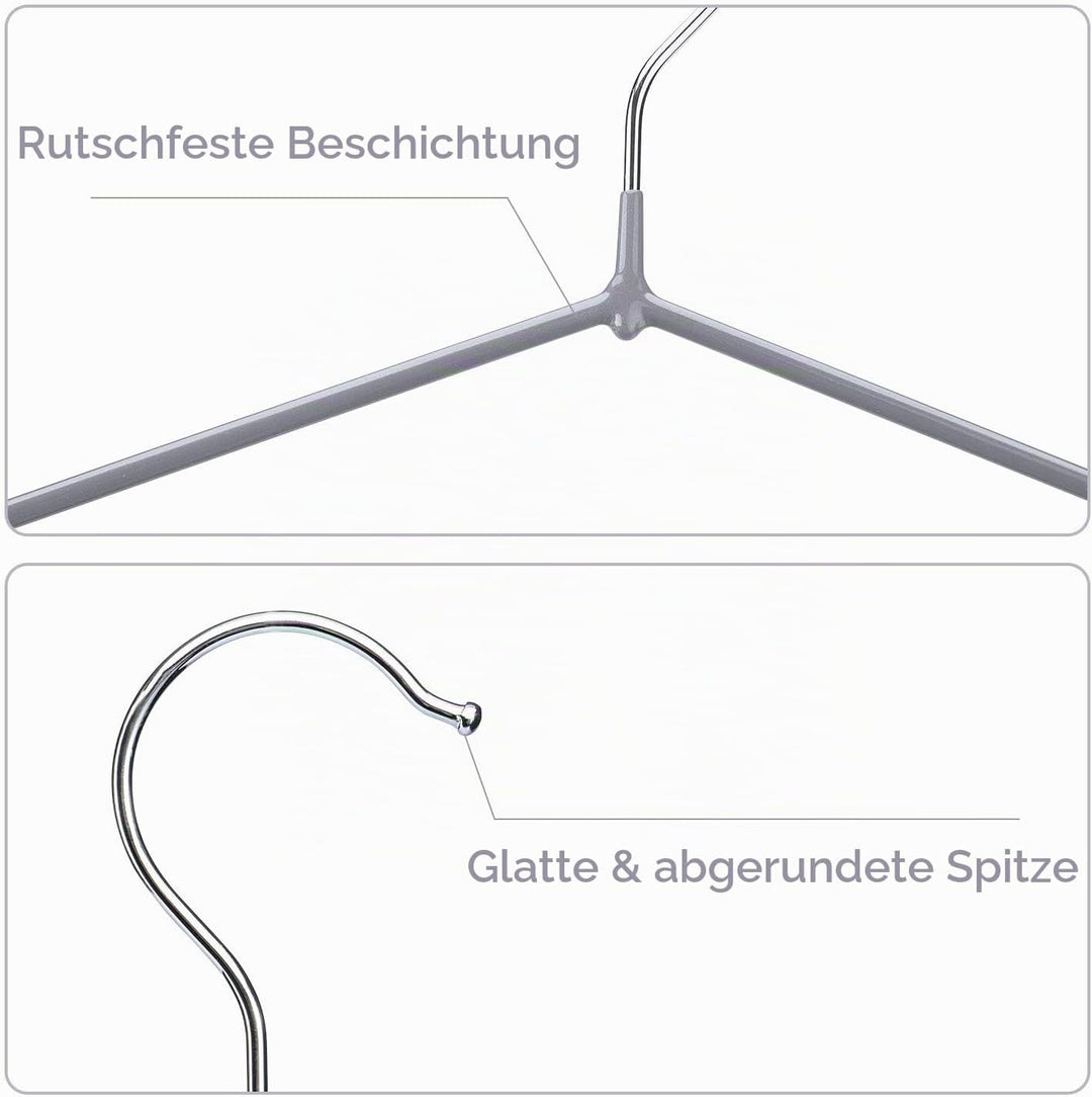 HOUSE DAY Kleiderbügel Metall Grau 40 Stück Kleiderbügel Grau Gummibeschichtet Metall Kleiderbügel R