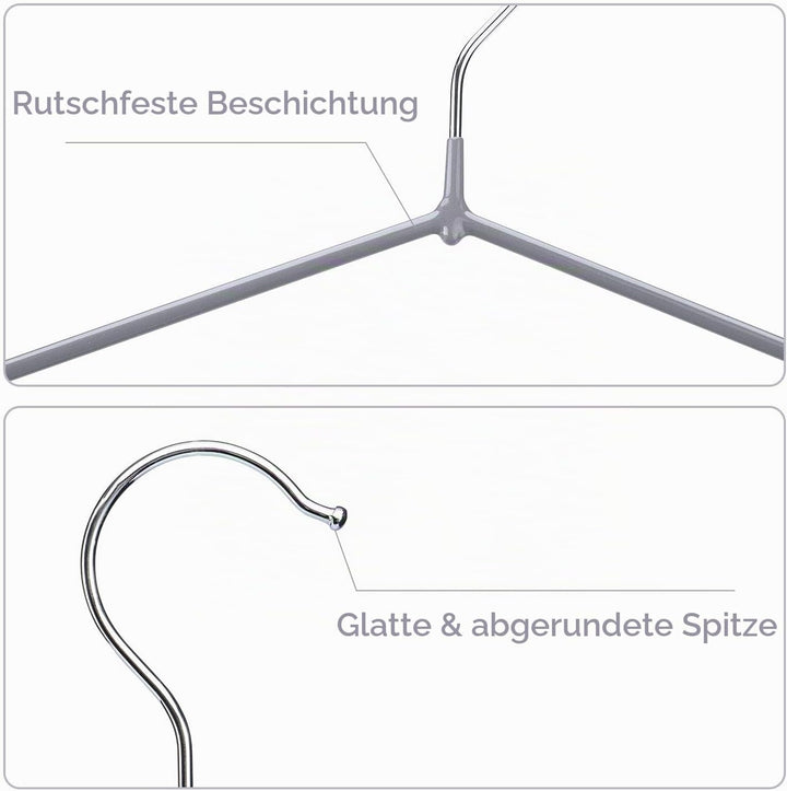 HOUSE DAY Kleiderbügel Metall Grau 40 Stück Kleiderbügel Grau Gummibeschichtet Metall Kleiderbügel R