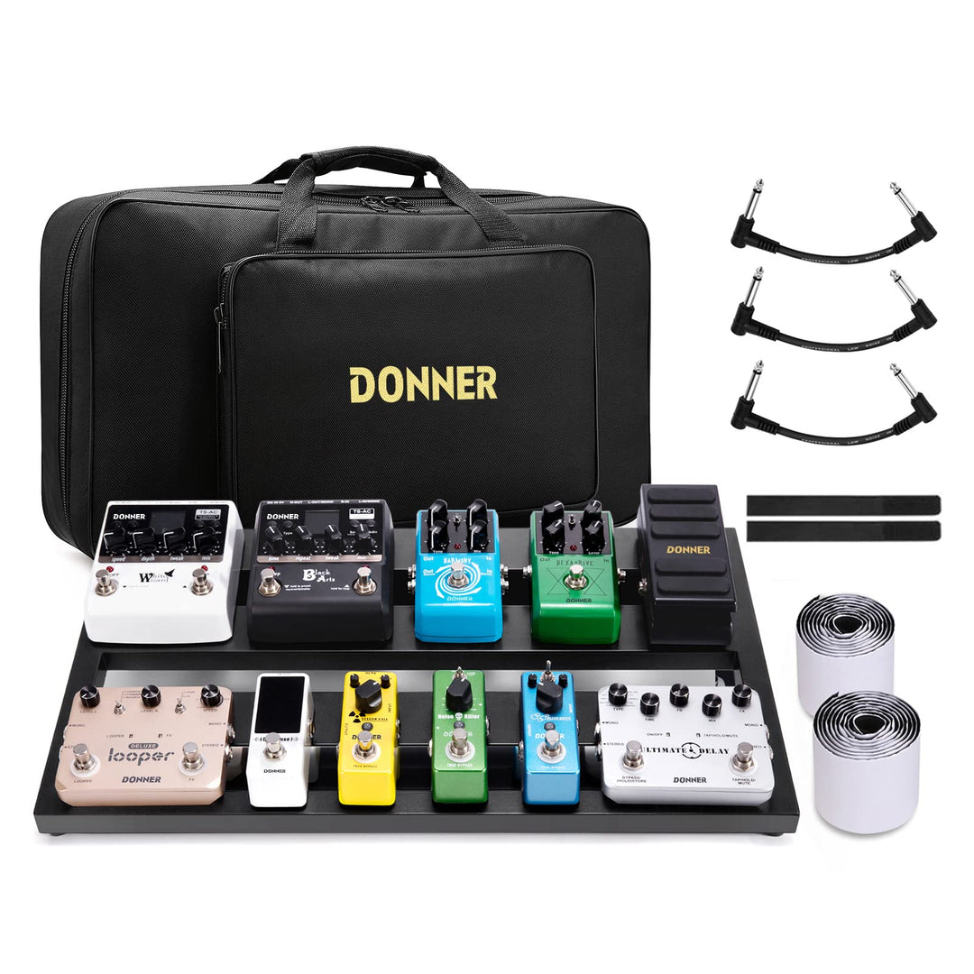 Donner Gitarre Pedal Board Case Aluminium Pedalboard mit Tasche, Gitarren Effektboard, 500 * 290 * 1