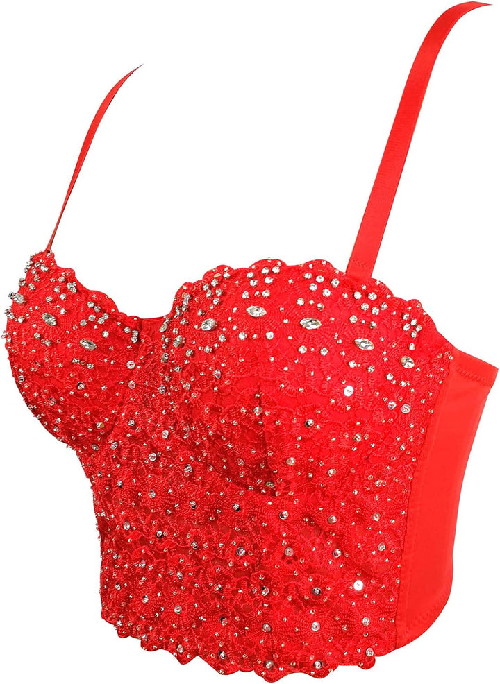 Damen Korsett Bustier BH Dessous Tank Top Trägertop Crop Top Corsage Clubwear Shirt Unterhemd top XS