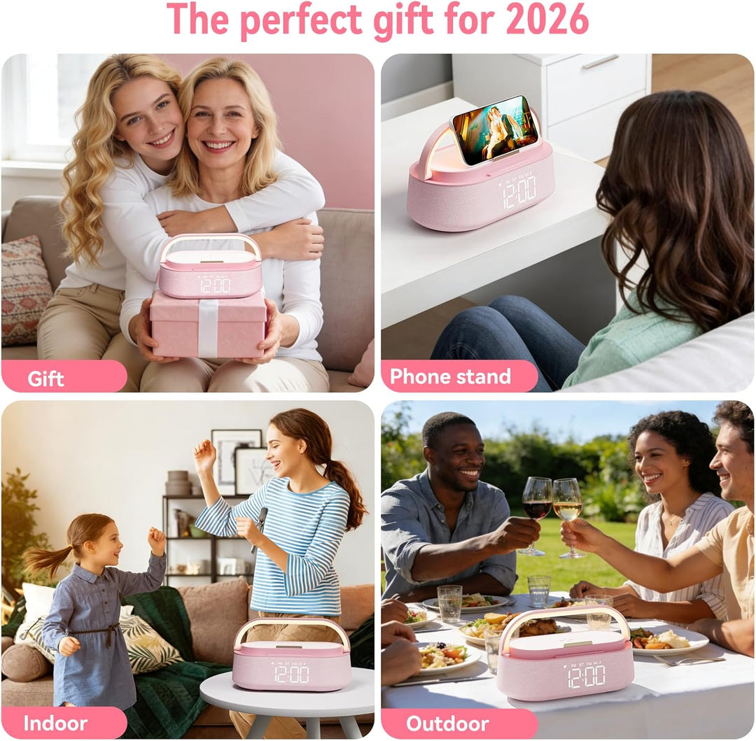 COLSUR Radiowecker Digital mit Wireless Charger, Bluetooth Lautsprecher Smart Wecker Schlummerfunkti