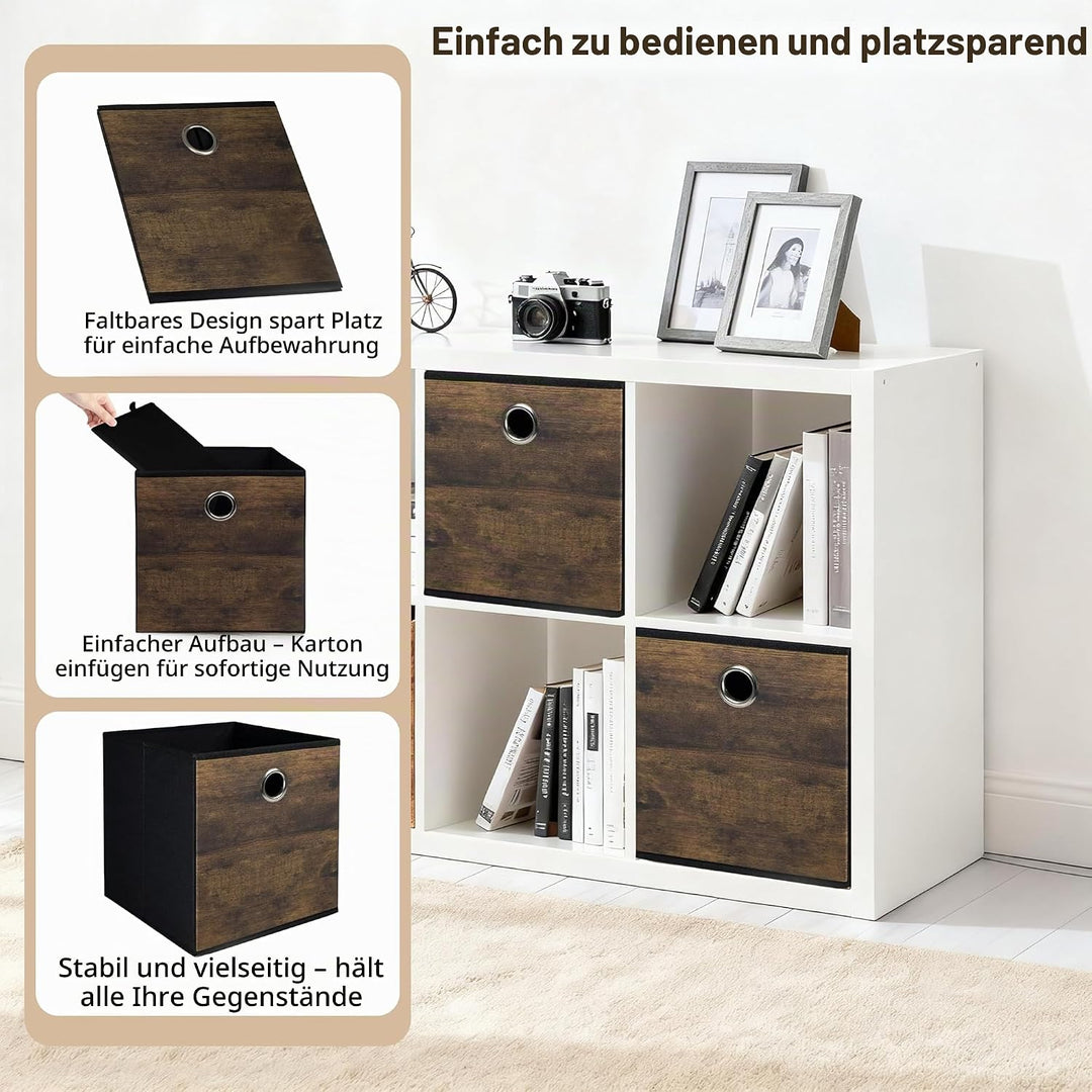 Langlebige Aufbewahrung Würfel Bin mit dekorativem Holzkorn,verdickten Stoff Box,Aufbewahrungskorb f