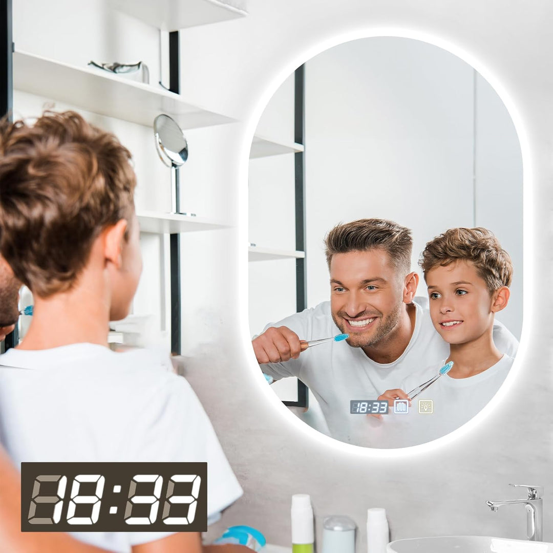 Oval LED Badezimmerspiegel,Spiegel mit Beleuchtung Bad 50x75cm, Badspiegel mit Beleuchtung mit Touch
