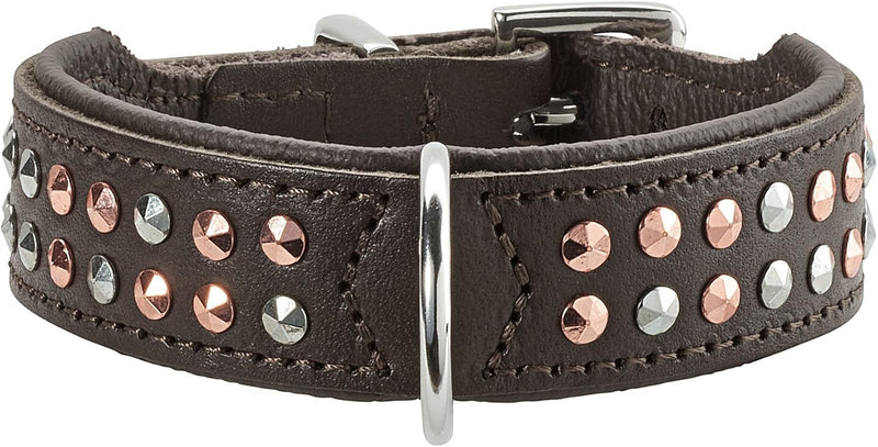 HUNTER SAN DIEGO Hundehalsband, Leder, geschmeidig, Nieten, 37 (XS-S), braun 37 (XS-S) braun, 37 (XS