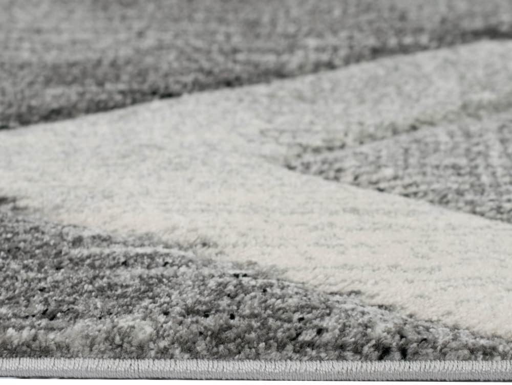 Modern Abstrakter Teppichläufer mit Rautenformen | pflegeleicht | Creme-grau, Grösse 60x110 cm 60 x