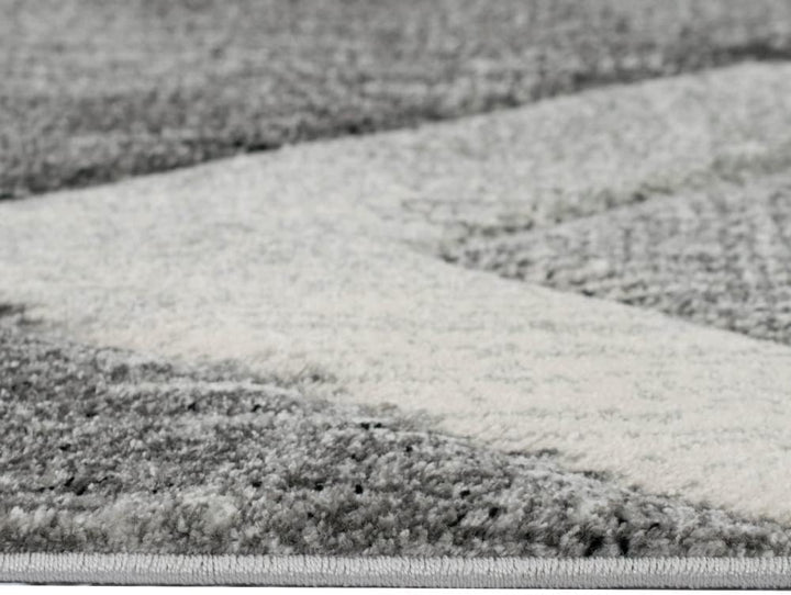 Modern Abstrakter Teppichläufer mit Rautenformen | pflegeleicht | Creme-grau, Grösse 60x110 cm 60 x