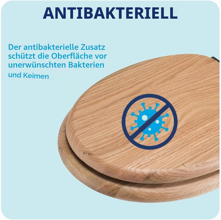 Croydex Always Fits Toilettensitz, Eiche, Massives Eichenholz, 41.5 x 36.5 x 6 cm, Massives Eichenho