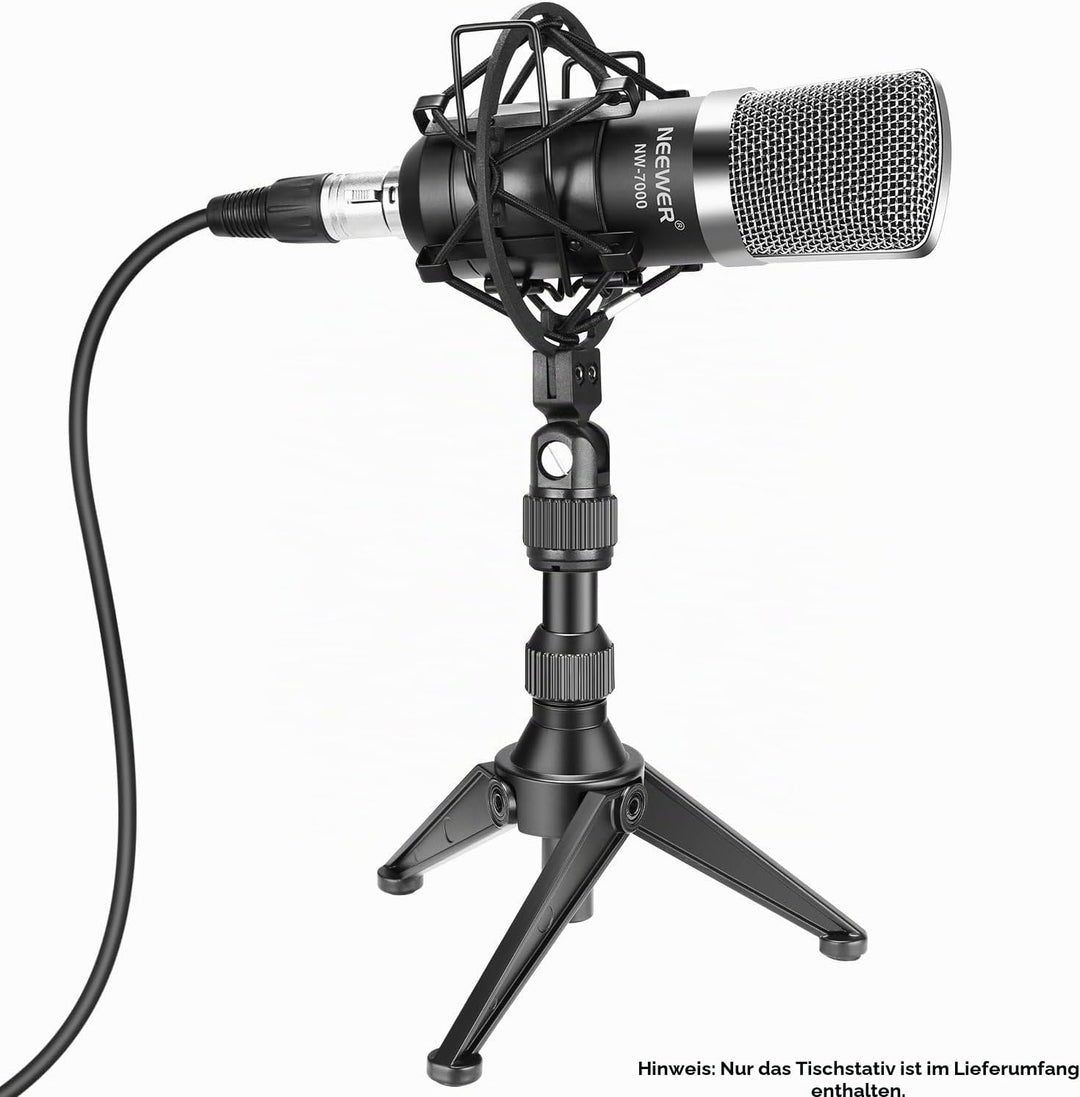 Neewer Faltbarer Eisen Mini Tisch Mikrofonständer, 12,5-19 Zentimeter höhenverstllbar für Vorträge,