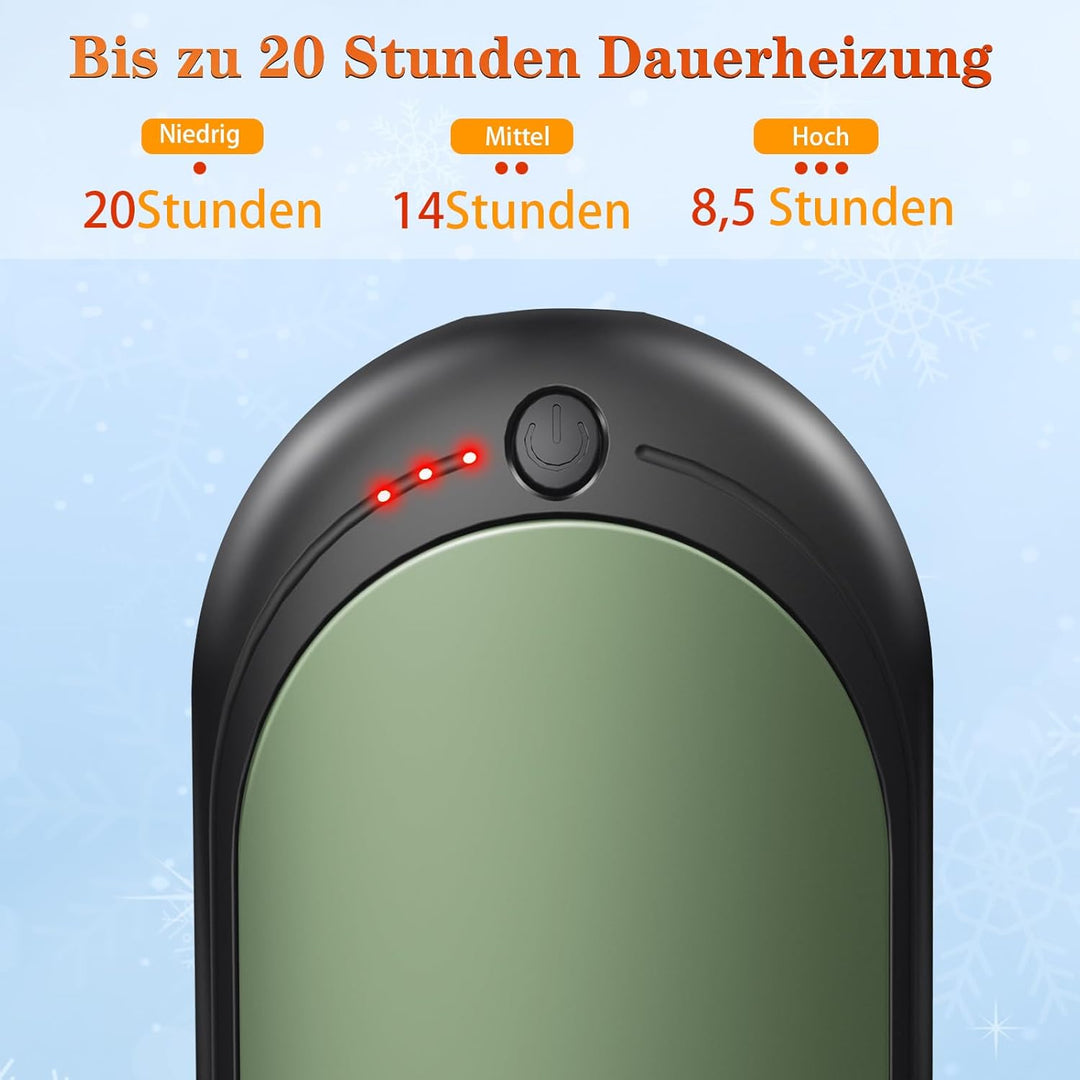 Elektrischer Handwärmer,Handwärmer Wiederaufladbar 2er Set mit 6000mAh,Taschenwärmer USB-Kabeln,3 He
