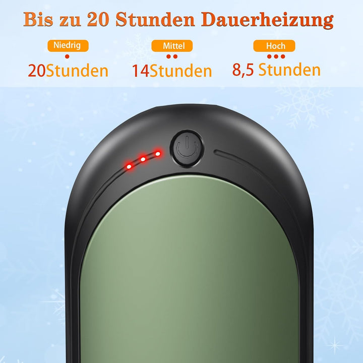 Elektrischer Handwärmer,Handwärmer Wiederaufladbar 2er Set mit 6000mAh,Taschenwärmer USB-Kabeln,3 He