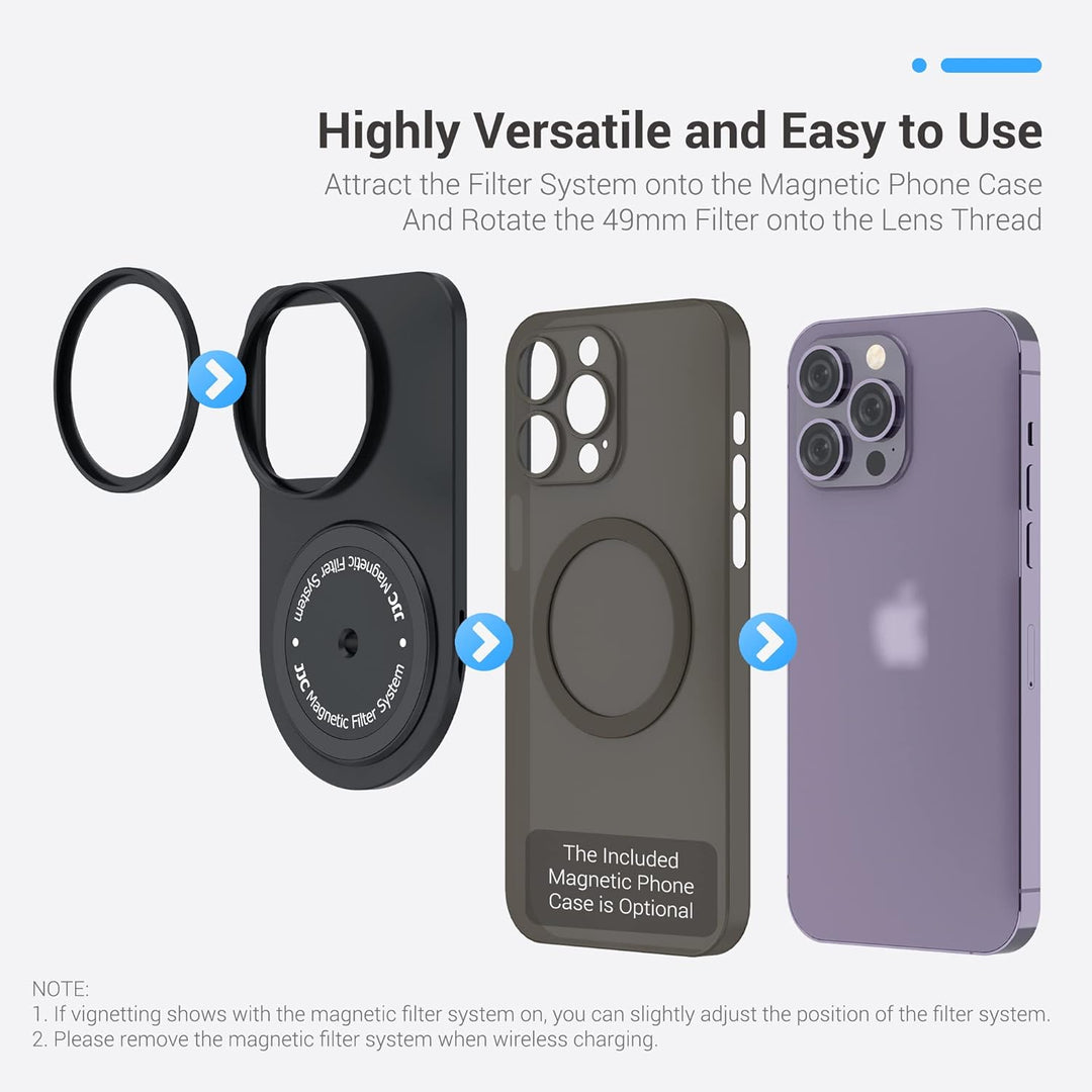 JJC Handy Filterhalterung für iPhone 14 Pro Max Halterung 49mm Filter, magnetischer Filteradapter 1/