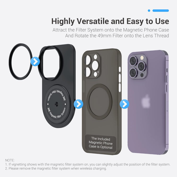 JJC Handy Filterhalterung für iPhone 14 Pro Max Halterung 49mm Filter, magnetischer Filteradapter 1/