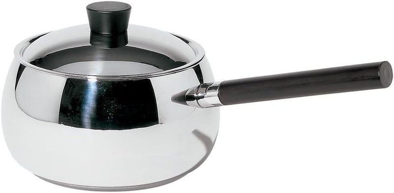 Alessi Kasserolle Mami Fondue Topf Bourguignonne aus Edelstahl gelänzend poliert, 14 x 19.5 x 20 cm