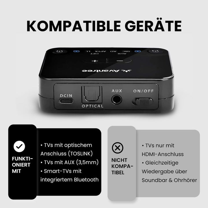 Avantree HT4186-Q - Funkkopfhörer Kabellose Nackenbügel Kopfhörer für Fernseher TV, PC mit Bluetooth