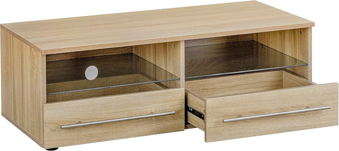 Baroni Home TV-Schrank für Wohnwand mit 2 Ablagen und 2 Schubladen, Loch für Kabeldurchführung aus M