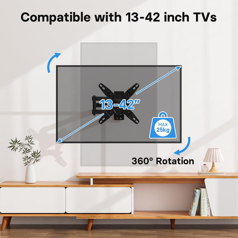 BONTEC TV Monitor Wandhalterung für 13-42 Zoll LED LCD OLED Flachbildschirm und Curved TVs bis zu 25