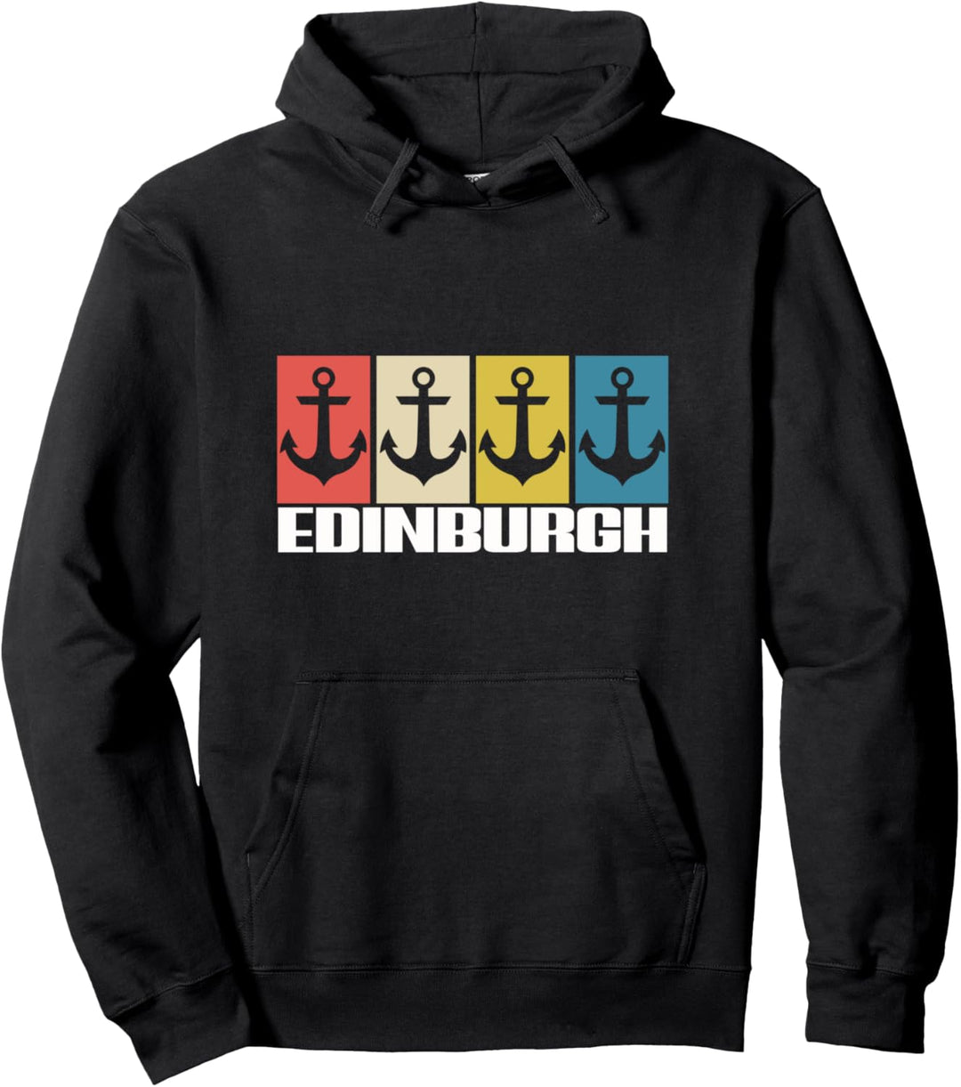 Edinburgh Anchor Vintage Sea Retro Edinburgh Pullover Hoodie