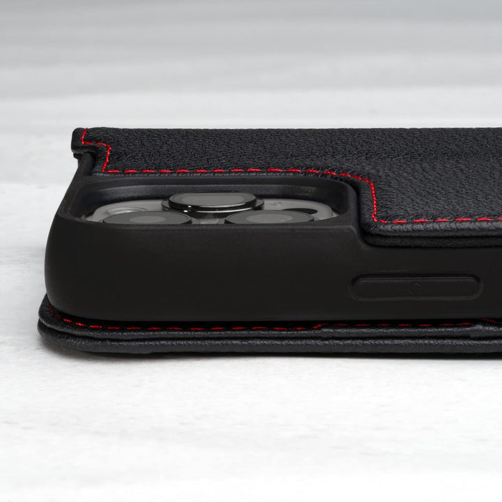TORRO Hülle kompatibel mit iPhone 14 Pro Max - Echt Lederhülle mit Kartenfächern, Standfunktion und