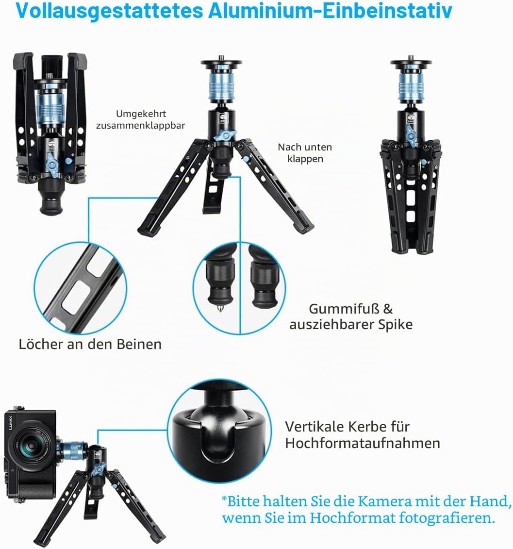 SIRUI P-36 Kit, Aluminium Stativsockel und Adapter, Einbeinstativsockel mit Schnellverschluss, passe