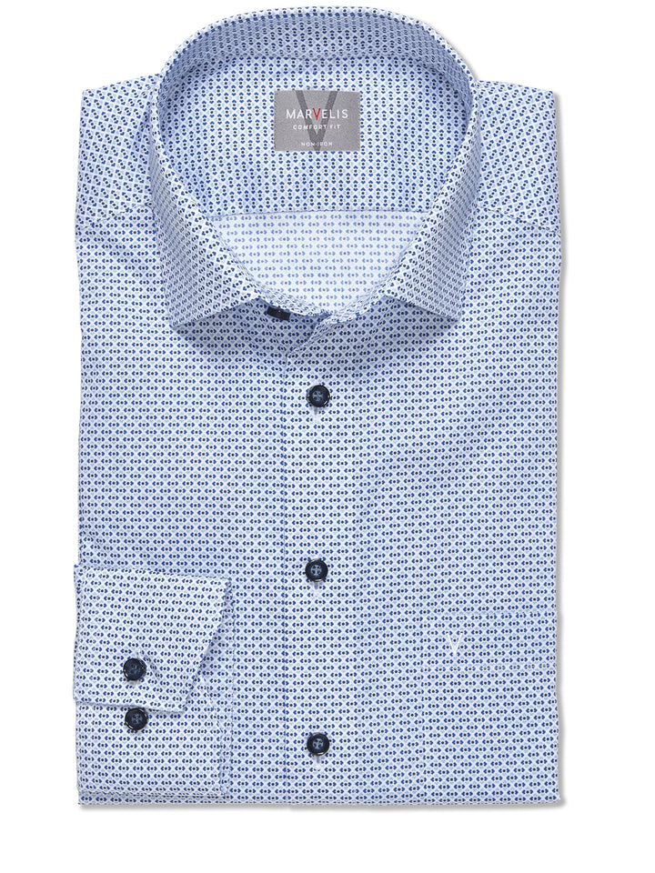 Marvelis Herren Businesshemd Langarm 703014,Rotationsdruck,Comfort fit,New Kent 40 Bleu 11, 40 Bleu