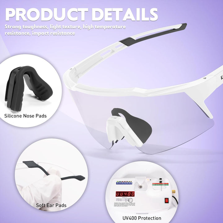 KAPVOE Photochromatische Selbsttönend Fahrradbrille TR90 Rahmen für Herren Damen Jungen Mädchen Klar
