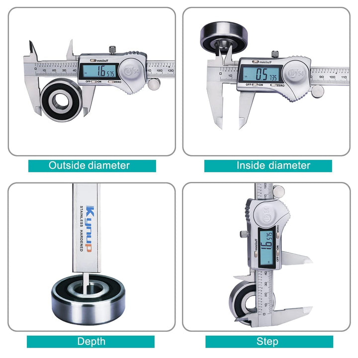 Kynup Digital Messschieber, Schieblehre Messwerkzeuge 150mm Edelstahl IP54 Spritzwasserdicht Staubdi