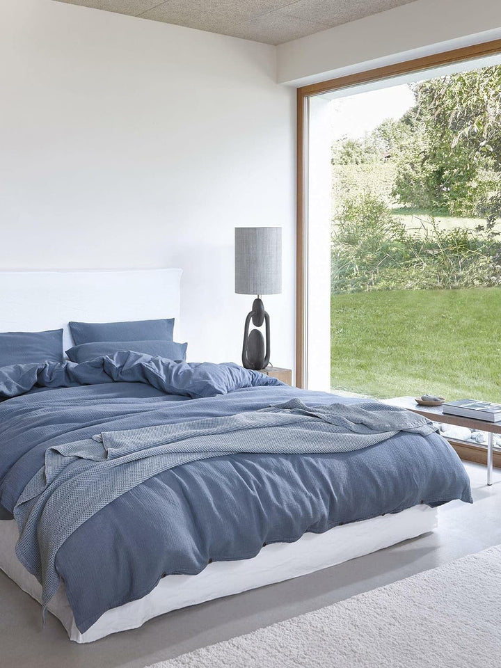 Marc O'Polo Bettwäsche Kuva Duvet I Grösse 200x220 2 80x80 cm I Farbe Smoke Blue