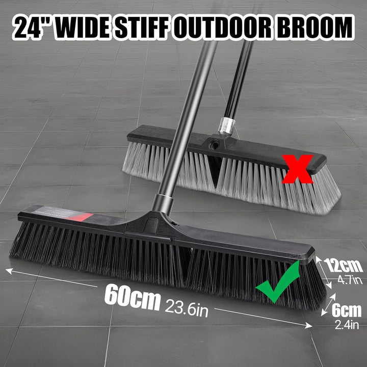 MASTERTOP Strassenbesen Industriebesen, 60cm Grosser Besen mit stiel ausziehbar, Gartenbesen Kehrbes