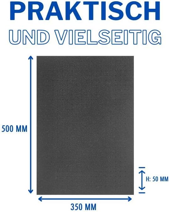 500mm x 350mm x 45mm - Rasterschaumstoff Würfelschaum Werkzeugkoffer Kamerakoffer Schaumstoff B, B