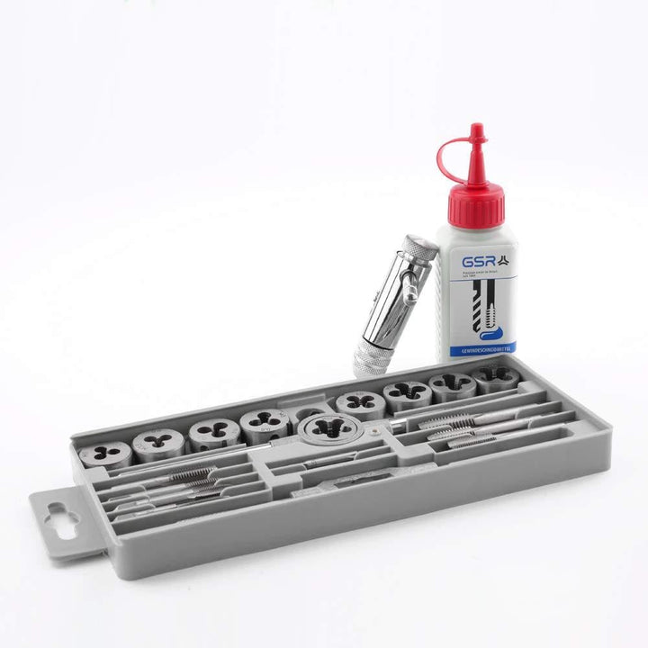 GSR Gewindeschneid Set HSS, Gewindeschneider Satz 20-tlg. Werkzeughalter M3-M10 und Gewindeschneidpa