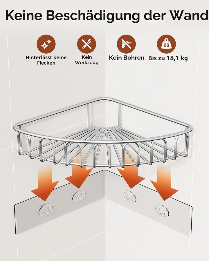 Orimade Eckablage Duschablage ohne Bohren, Selbstklebend Duschregal - Edelstahl - SUS304 Duschablage