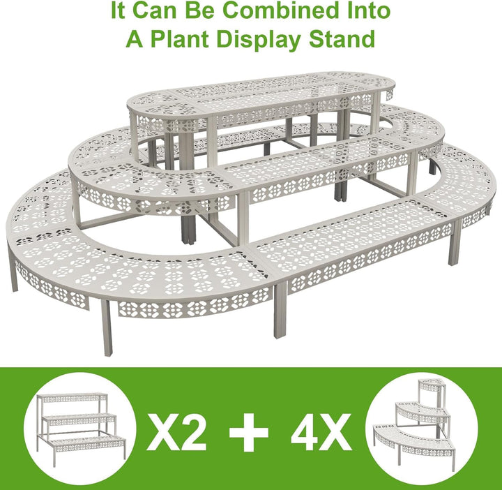 3 Stufen Metall Blumentreppe, Pflanzentreppe Blumenbank, Pflanzenregal Blumenregal, Pflanzenständer