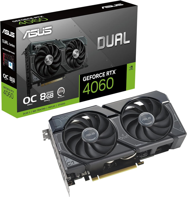 ASUS Dual GeForce RTX 4060 OC Edition 8GB GDDR6 Gaming Grafikkarte schwarz (NVIDIA RTX4060 DLSS3, PC